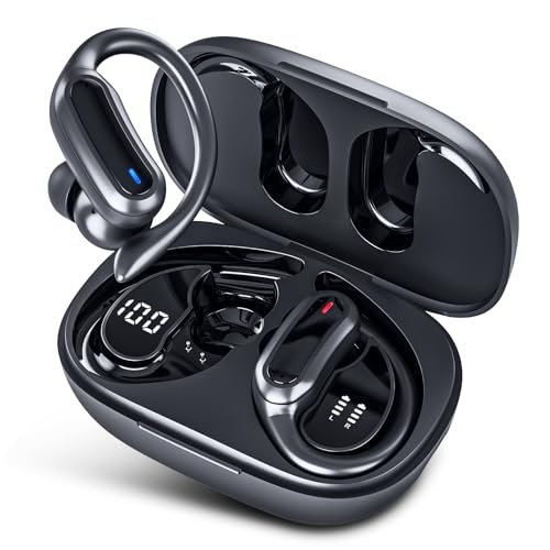 TRAUSI Wireless Earbuds Bluetooth Headphones, Bluetooth 5.3 Stereo Over Ear Buds,Noise Cancelling Mic, IP7 Waterproof Headset for Workout/Running