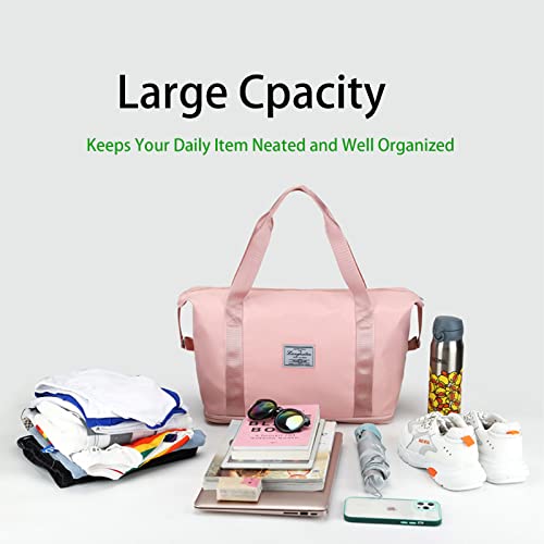 Cokosoxo Large Travel Duffel Bag, Sports Gym Tote Bag For Women, Waterproof Expandable Shoulder Weekender Carry On Overnight Bag With Trolley Sleeve & Wet Pocket, Black (Exp-Opat) #TOP3