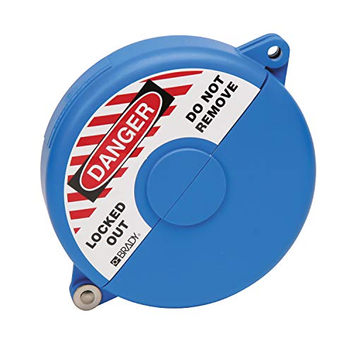 Brady 65587 Hinged Gate Valve Lockout, Blue, for 5" - 6-1/2" Valve Handle Diameters