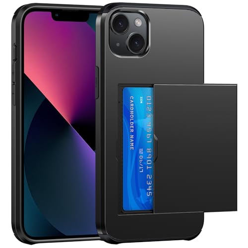 SZSSZSM for iPhone 13 Mini Wallet Case with Card Holder, Black | Hidden Card Slot, Double Layer Shockproof, Military Grade Protective, Slim Fit Design, Daily Commute