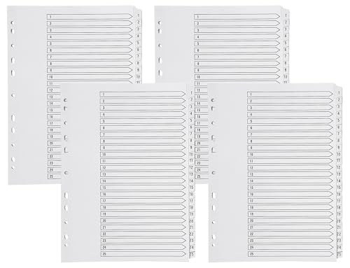 Image of Q-Connect 1-25 Index Multi-Punched Reinforced Board Clear Tab A4 White (Pack of 4)
