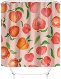 Duschvorhang 100x200 cm Pfirsiche Duschvorhang Fruchtmuster Bad Vorhang Anti Schimmel Wasserdicht 3D Shower Curtains Waschbar Polyester Stoff Duschvorhänge für Badewanne Badezimmer D-450