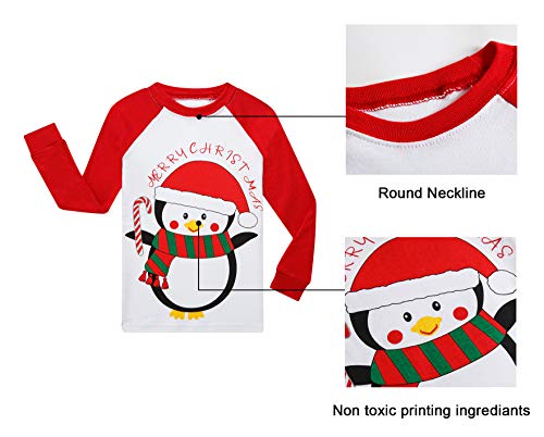 Benaive Boys Christmas Pajamas Kids Xmas Holiday Pjs 100% Cotton, 2-Piece Boys Sleepwear Long Sleeves Set Size 6 Penguin — view 5