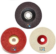 CoolTool Combo of Abrasive Flap Disc, Non-Woven Felt Buffing Wheel & Nylon Fiber Polishing Wheel for Sanding, Buffing & Polishing (Set of 3 Pieces) (4” Inch) (Multicolour)