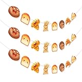 SHADOAMP 3pcs Bread Party Decorations Garland, Breakfast Bread Party Decorations Bread Hanging Garland Bakery Toast Bread Grain Pre-Strung Garland for Bread Themed Birthday Baby Shower Party Supplies