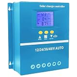 60A MPPT Solar Charge Controller, Auto 12V 24V 36V 48V, with LCD Backlight Display, Multiple Protections, Heavy-Duty Plastic Shell, Safe Battery Charging, 7.3x7.7x2.7 in