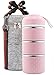 SANNIX Portable Cute Stainless Steel Insulation Lunch Bento Box Food Carrier Container with Lunch Bag (Pink,3 Layer)