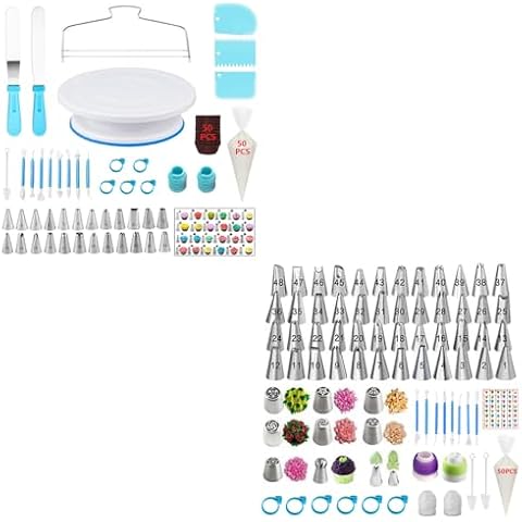 YOQXHY 148 Pcs Cake Decorating Kit & 130 Pcs Piping Bags and Tips Set Cover