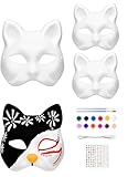 Kit de 10 máscaras de gato, máscara de papel para pintar para niños, Halloween, máscara de animales, mascarada, fiesta de cosplay (3 piezas)