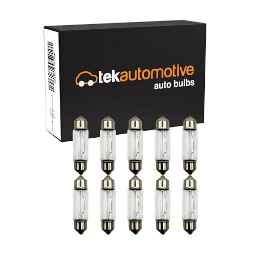 Tek Automotive 272 Number Plate Bulbs 12V 10W S8.5D 11x38mm Festoon Bulbs | Interior and Number Plate Light Replacement - 10 Pack