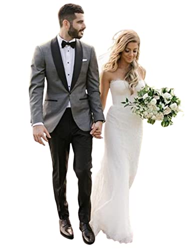 Men's Shawl Lapel Suit Two Pieces Formal One Button Jacket for Uniform Banquet Tuxedos