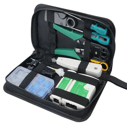 COEWUR 12 en 1 Kit Outils Réseau Professionnel Testeur de Network Pince à sertir RJ45/RJ11, Kits...