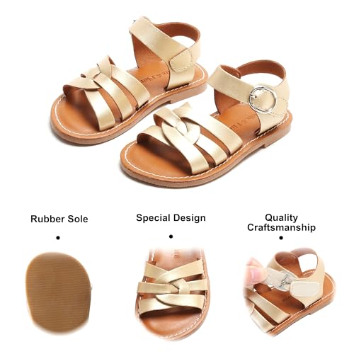 Image of Felix & Flora Toddler Girl Sandals - Little Girl Easter Dress Shoes Lightweight Open Toe Beach Holiday Flats