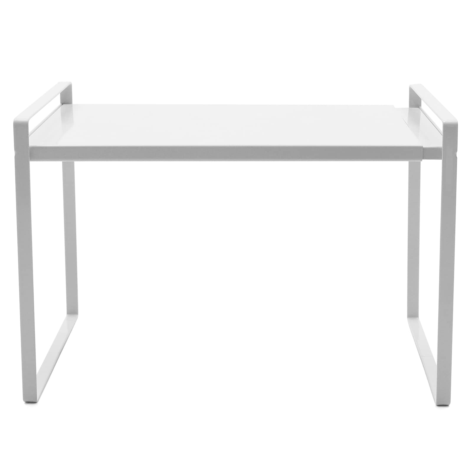 KenSyuIntExtendable Kitchen Rack White Retractable Cabinet Tiered Kitchen Racks Spice Rack Stand Kitchen Cupboard Shelf Organiser Kitchen Counter Storage Shelf for Dishes Plate Condiment