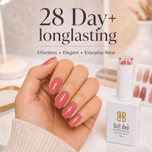 Image of BOLT BEE 15ML Gel Nail Polish 1Pc Clear Pink Glitter Nail Polish Soak Off UV LED Nail Gel Polish Nail Art Starter Manicure Salon DIY at Home, 0.5 OZ (1) (114)