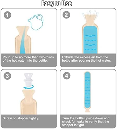 Long Hot Water Bottle, 1L Extra Long Fluffy Hot Water Bottle with Cover, Rubber Strip Hot Water Bag for Neck and Shoulder, Back, Legs, Waist & Cold Application - Gift for Women, Girls