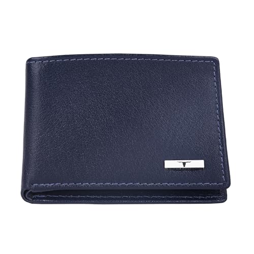 Image of URBAN FOREST Fred Aniline Blue Leather Wallet for Men