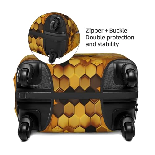 Luggage Cover Protector Bee Honeycomb Beehive Suitcase Cover With Zipper, Luggage Cover For 29"-32" Suitcase Elastic Washable Stretch Suitcase Protector For Travel Vacation4