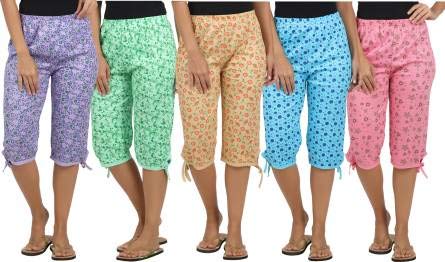 devil Women's Soft Cotton Printed 3/4 Capri Free size (Multicolour,C05)-(Pack of 05)-picture-15