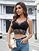 GDCMZW Women Lace Bralettes Sexy Camisoles Strappy Crop Top Double-Layered Lace Bra Black XX-Large