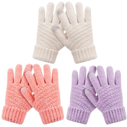 Guantes para ni&ntilde;as y ni&ntilde;os HAITHO el pack de 3 pares para evitar manos fr&iacute;as en invierno
