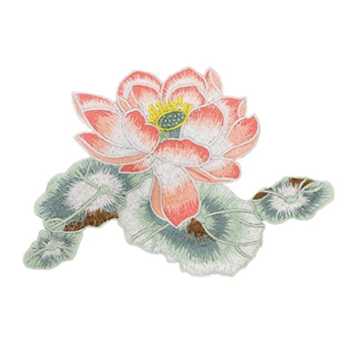 Ulricar Lotus Embroidery Patch Iron On Beautiful Flower Stickers For Jacket Flight Suit T-Shirt Skirt Bag Decoration Embroidered Diy Patchwork Handmade Sew Garments Appliques, Zd03, Pink #TOP8
