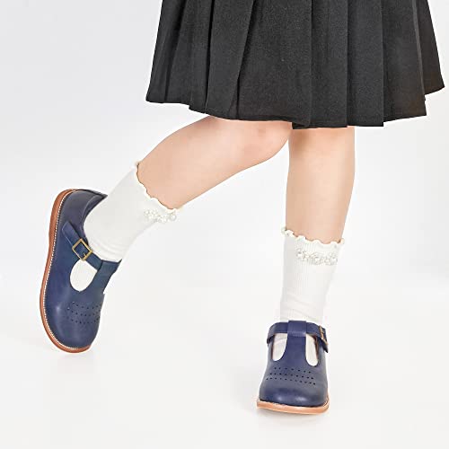 Image of Kiderence Toddler Girl Mary Jane School Uniform Dress Shoes Oxford Flats | Wide Toe Box Great Comfort for Student Shoe and Flower Girl Shoe for Wedding, Parties, Church