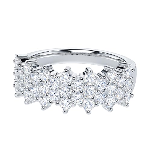 THELANDA Genuine Moissanite or Simulated Diamond Sterling Silver 8mm Paved Honeycomb Cluster Promise Ring Wedding Ring For Her3