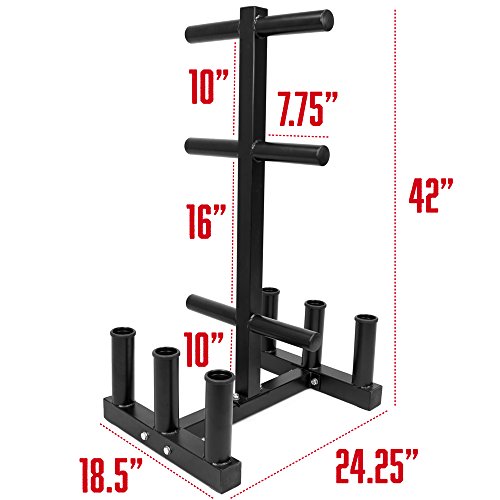 Olympic 2-Inch Weight Plate Tree Rack With 6 Barbell Holders - Holds Up To 800 Lbs. Of Olympic Weight Plates – Workout & Lifting Equipment For Professional & Home Gym Storage Use - Assembly Required #TOP4