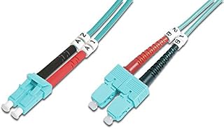 Digitus FO patch cable OM3-2 m LC to SC fiber optic cable - LSZH - Duplex Multimode 50/125µ - 10 GBit/s - Turquoise