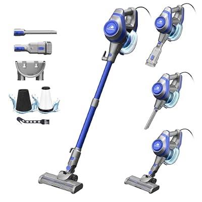 Intercleaner Corded Vacuum Cleaner, 23Ft Extra Long Power Cord, High Suction Stick Vacuum with LED Headlight & Large Capacity Dust Cup, Ideal for Hard Floors, Carpets & Pet Hair, Wall Mount Storage