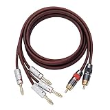 JORZOR Audiophile Hi-Fi 14 Gauge OFC Speaker Cable with RCA Male (Black & Red) to 2 Bananas Plugs, 2