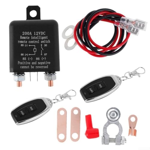 Oniissy Interruptor remoto de desconexión de batería 12 V 200 A inalámbrico antirrobo sistema de corte de energía para coche con dos mandos a distancia, rango de 30 m, resistente al calor, para