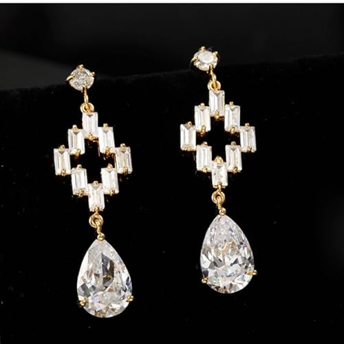 Boucles d'oreilles or 14K croix moissanite pendantes de luxe