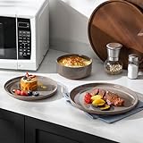 MALACASA Geschirrset 6 Personen, TARA 18-teiliges Modernes Steingut Geschirr Set - Schüssel- und Teller Set, Tafelservice Kombiservice mit je 6 Speiseteller, Dessertteller und Müslischalen - Braun