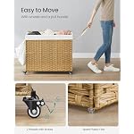 SONGMICS Rolling Laundry Hamper with Lid, 160 L 3-Section Synthetic Rattan - Image 5