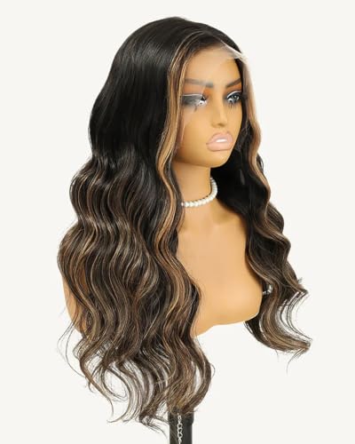 BEEOS Balayage Black and Blonde 13x6 Invisible HD Lace Frontal Wig 20 Inch