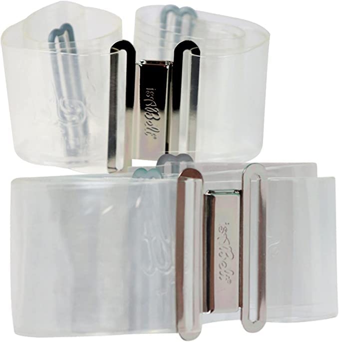 Invisible Flat Waistband Women - Adjustable No-Buckle Clear & Black - Stretch, Lay Flat, Slim Fit for Jeans, Pants