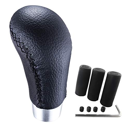 Arenbel Stitched Leather Shifter Stick Knob Replacement Type R Manual Gear Shift Lever Handle Fit Most Mt Cars, Black #TOP6