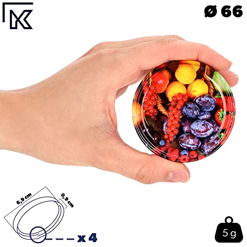 KADAX 50er Set Schraubdeckel TO66 ⌀ 66mm Obst – Twist-Off Ersatzdeckel für 235-900ml Einmach- & Marmeladengläser… – Ansicht 3