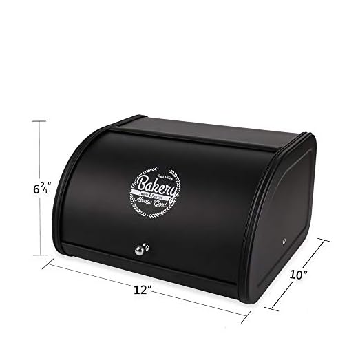 X458 Metal Bread Box/Bin/kitchen Storage Containers with Roll Top Lid (Black)