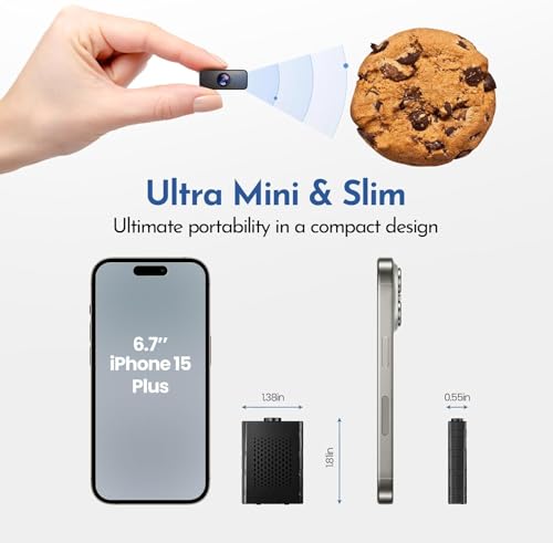 XNJ Mini Kamera, 4K HD Überwachungskamera Innen, 2,4/5 GHz WLAN innenkamera mit akku, Bewegungserkennung, Remote Viewing für Sicherheit mit APP