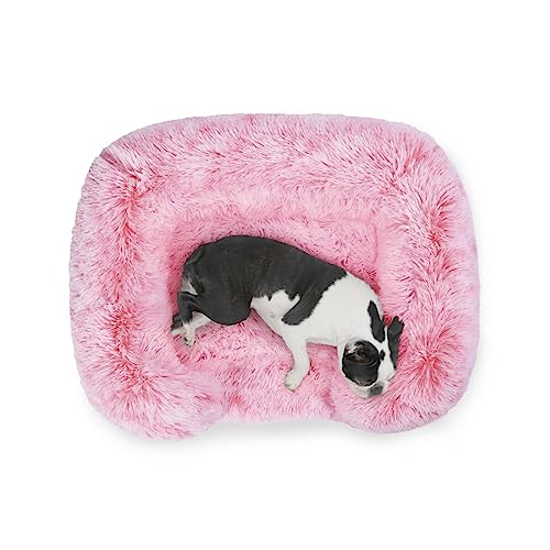 Charlie's Shaggy Faux Fur Memory Foam Sofa Bed, Orthopedic Support Egg Create Ultra Plush Sofa Style Couch For Dogs Cats Pet Bed Removable Cover Anti-Slip Base - Ombre Pink Small #TOP2