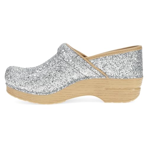 Image of Dansko Professional Glitter Slip-On Clogs for Women - Rocker Sole and Arch Support for Comfort - Shiny and Stylish Glitter Uppers