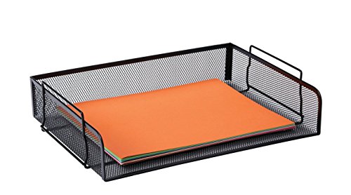 School Smart 1443302 Steel Letter Size Stackable Mesh Desk Tray, 2-1/2" x 13-1/2" x 9-1/2", Black