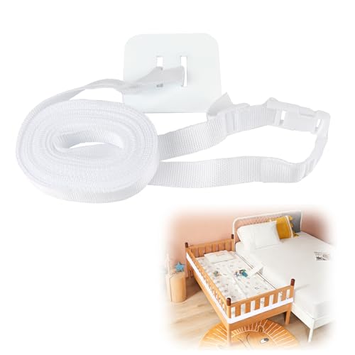 JSMTKJ 8 m Correa para Cuna de Bebé, Fijación para Camas Auxiliares, Universal Fijación de Cuna Auxiliar para Proteger Bebé, Blanco