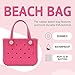 Small Rubber Tote Bag, Lightweight EVA Beach Bag Waterproof Open Handbag for Beach Pool Outdoor Sport Travel (Pink)