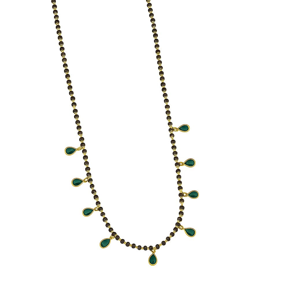 Graceful Imitation Gold-Plated Mangalsutra with Emerald-Tone American Diamonds-image-20