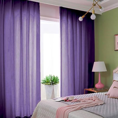 ShinyBeauty Purple Sheer Curtains 108 Inches Long, Chiffon Curtains 2 Panels,Parties,Wedding,Home Decor,Purple Backdrop Curtain for Bedroom, Voile Drapes