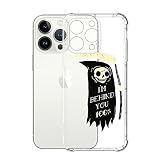 yicomon Compatible with iPhone 14 Pro Case,Clear with Skeleton Death Design Shockproof Silicone Bump